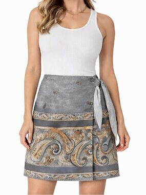 Vintage L’Amadei Paisley Wrap scarf Skirt Mini Boho Italy Side Tie XS/S